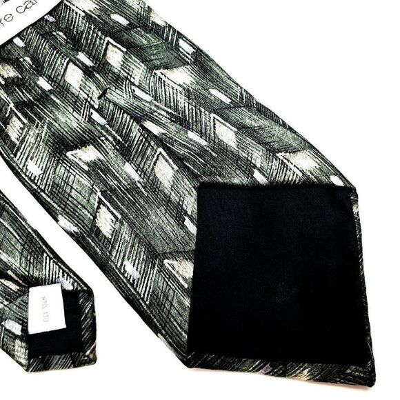 Pierre Cardin Silk Tie Green Abstract Print Classi - Picture 5 of 6